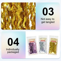 2 Pack Party Backdrop Decoration,Streamer Foil Fringe Curtain, Gold