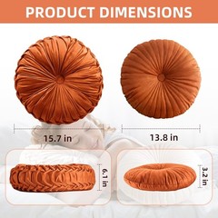 2 Pcs Round Throw Pillows Pleated Velvet Pumpkin Round Pillows Floor Cushion …