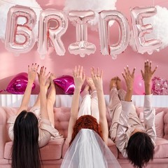 40 Inch Rose Gold ‘BRIDE’ Balloon Banner – Large Mylar Letter Balloons for Br…