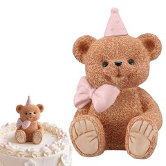 Teddy Bear Cake Topper Party Decoration Mini 3D Bow and Hat Bear Topper Decor…