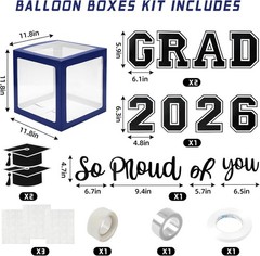 133PCS 2026 Graduation Decorations Blue Balloon Arch Kit 4 Boxes Class Of 2026