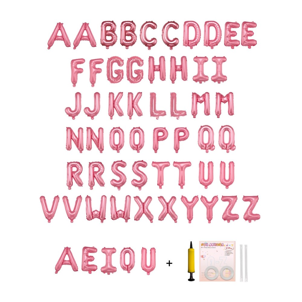 58 PCS Letter Balloons Alphabet Letters 2 Sets A- Z & 1 Sets AEIOU 16 – Inch …