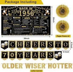70th Birthday Decorations for Men Women, 36 Pcs Back in 1956 Birthday Party D…