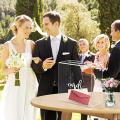 Hooqict Clear Acrylic Wedding Card Box with Slot 10 x 10 x 5.5 inch,