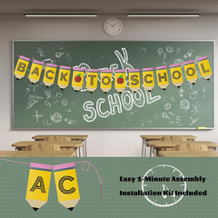 Back to School Banner Welcome Back to School Supplies First Day of School Sign C