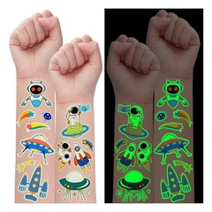 290 Styles (30 Sheets) Luminous Tattoos for Kids Party Decorations, Glow Space