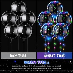 10PCS LED Light Up Balloons Clear Helium Bubble Glow With String For Party Decor