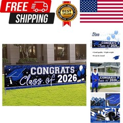 2026 Graduation Yard Sign Large Congrats Grad Banner Blue Class of 2026 Banne…