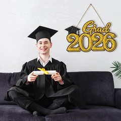 Graduation Party Decorations for Class of 2026 Gold Grad 2026 Wood Sign Phot…