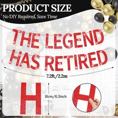 The Legend Has Retired Banner Red Glitter Pre Strung No DIY Retirement Banner De