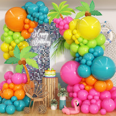 Summer Tropical Balloon Arch Garland Kit, Hot Pink Green Blue Yellow Orange Late