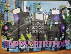 Skibidi Birthday backdrop 3X5FT
