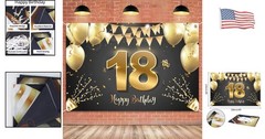 Vibrant 6x4ft Polyester Happy 18th Birthday Backdrop Supplies for Parties