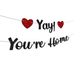 Black Glitter Welcome Home Banner, Yay! You’re Home Banner for Welcome Back, …