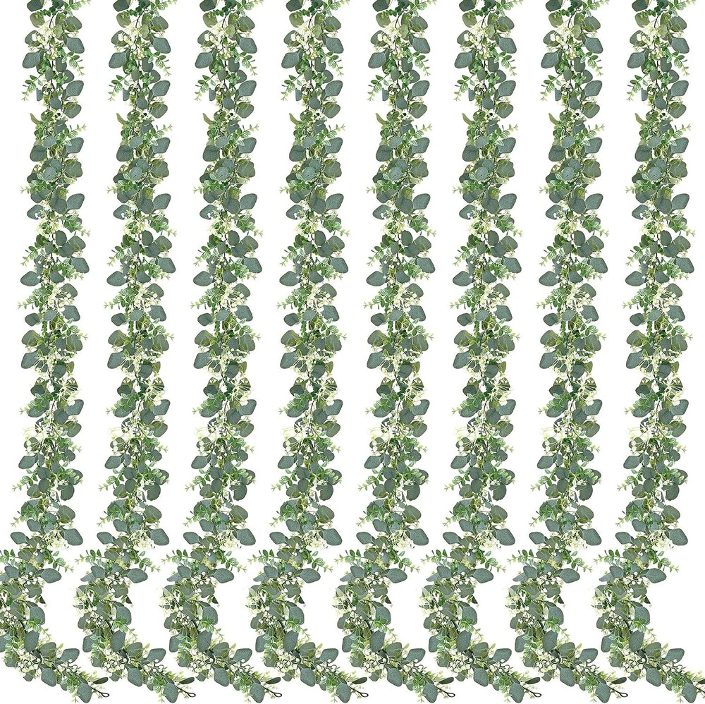 8 Pack Artificial Eucalyptus Garland Eucalyptus Leaves Vines Greenery Garland