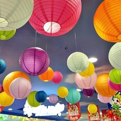 1pc 8″/12″/16″ Round Paper Lanterns Lamp Shade Wedding Party HangingDecoration