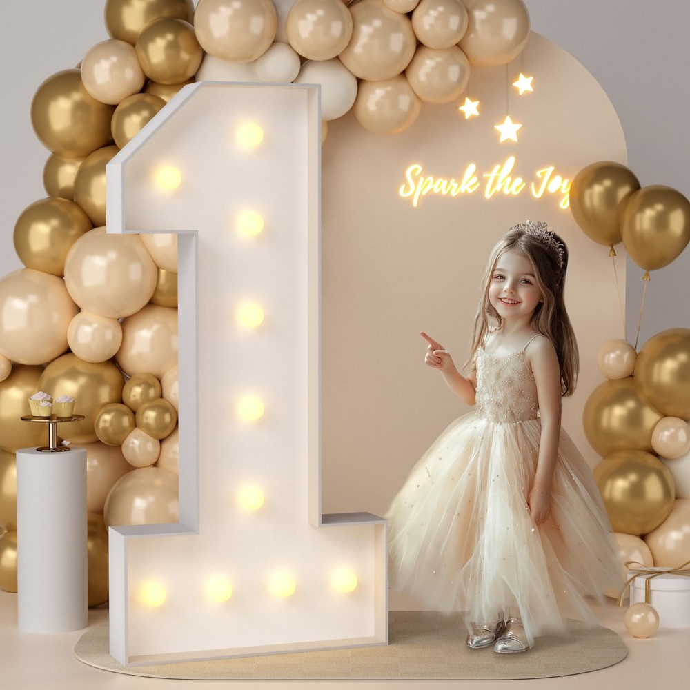 1 PCS 4FT Foam Board Number 1 Light Up Marquee Number Birthday Party Decor