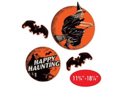 Vintage Halloween Beistle Witch Bats Cutouts 3 Packs Bulk Party Supplies Decor
