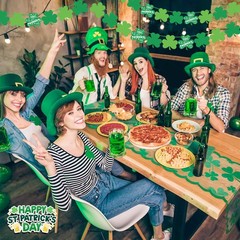 OHOME St Patricks Day Decorations – 40 Pack Shamrock Clover 32.8ft, Green