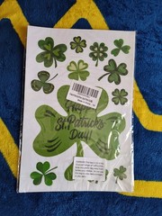 St. Patrick’s Day Bday Party Set Headband Window Clings Cake Topper 2yo Shamrock