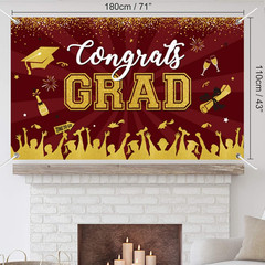 Maroon Gold Graduation Banner Backdrop Class of 2026 Graduation Party Decoration