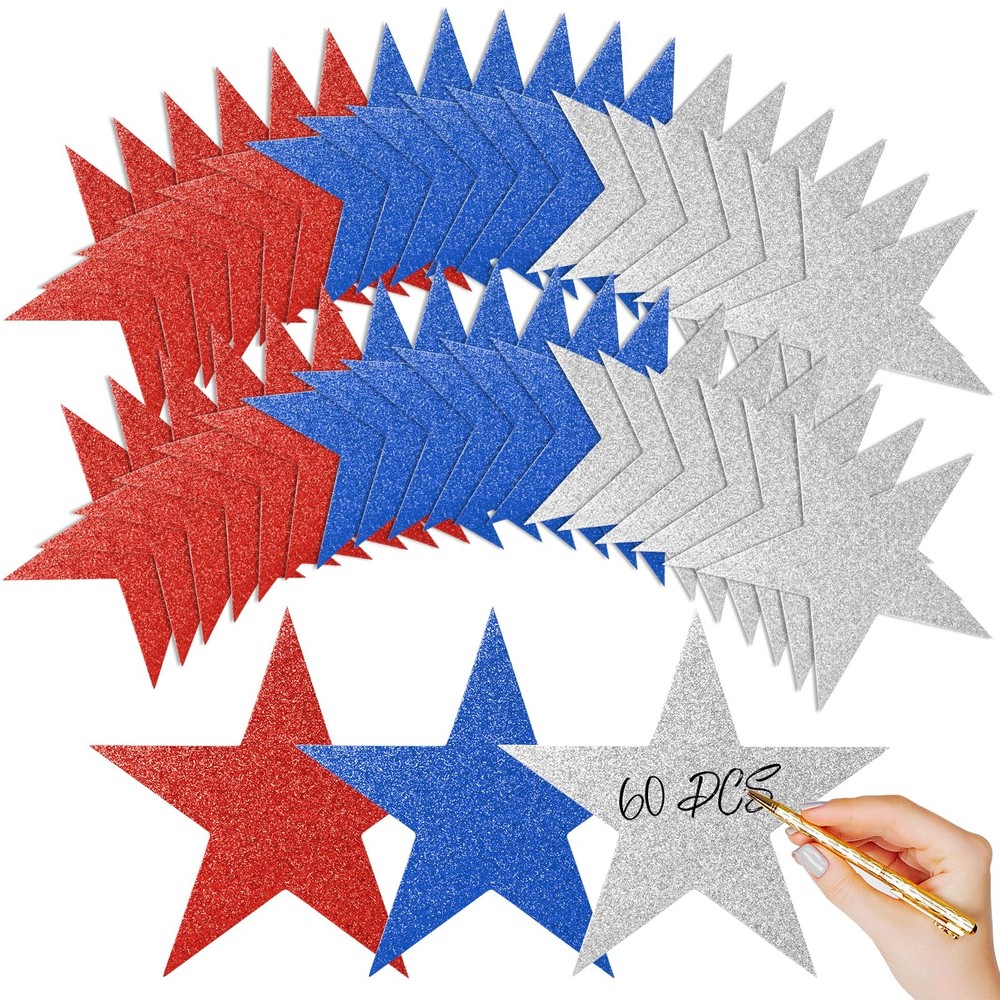 60 Pcs Patriotic Star Cutouts Double Printed Paper Star Confetti Cutouts for …