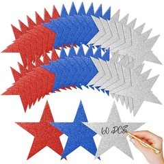 60 Pcs Patriotic Star Cutouts Double Printed Paper Star Confetti Cutouts for …