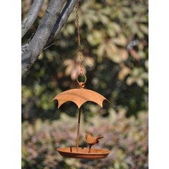 Metal Bird House Feeder Rust Finish Wall Mount for Garden Porch Backyard