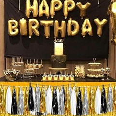 4P Black Gold Silver Foil Fringe Metallic Tassel Garland, Tassels Banner Stre…