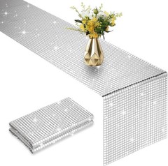 4 Packs Glitter Disco Party Table Runner 12 x 108 Inches Mirror Silver Foil