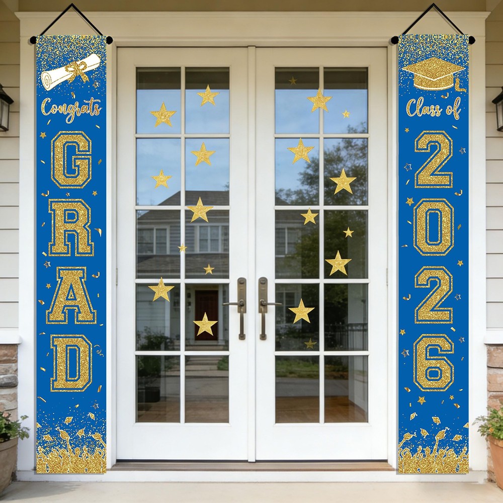 Graduation Decorations 2026 – Blue Graduation Door Banner Congrats Grad Class of