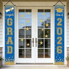 Graduation Decorations 2026 – Blue Graduation Door Banner Congrats Grad Class of