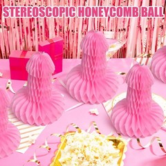 Bachelorette Willy Honeycomb Centerpieces 4 Pack 10″ Pink Hen Party Bridal
