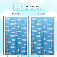 Blue Sky White Clouds Birthday Party Supplies Cartoon Story Blue Tinsel Foil Fri