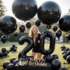 Black Balloons 9pcs 36 Inch Extra Large Big Jumbo Giant Matte Black Latex Hel…