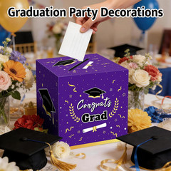 Graduation Decorations 2026 Purple Graduation Card Box Graduation Party Decorati