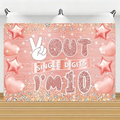 Rose Gold 10th Birthday Backdrop Photo Background Party Studio Banner Decor