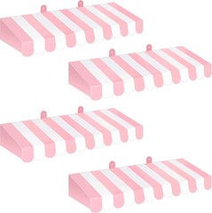 Boao 4 Pack Pink Circus Awning Decoration 3D And White and