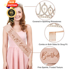 25th Birthday Decorations for Women Happy 25 Years Old Black Rose Gold