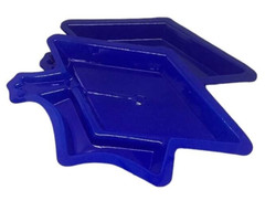 Graduation Cap Disposable Dishes Plates Serving Lot 12 Plastic Blue Party NEW