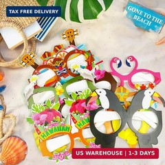 Pool Party Decorations – 12 PCS Hawaiian Theme Paper Eyeglasses for Tropical Bea