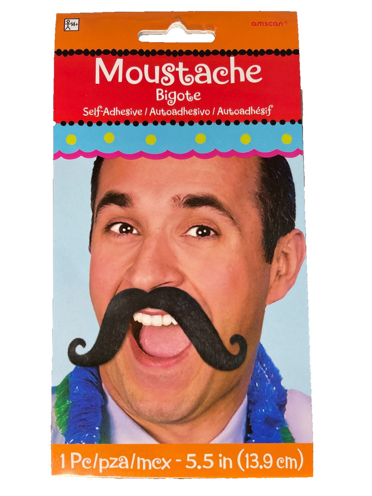 Self-Adhesive Mustache Party Costume Accessory – 2″ x 5″, Black, 1 Pc