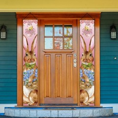 Happy Easter Decorations Easter Bunny Font Porch Weclome Sign Easter Rabbit Bann