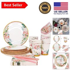 Bohemian Floral Disposable Tableware Set – Perfect for Weddings & Showers