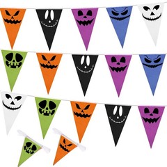 164 Feet Halloween Pennant Banner Flags 5 Pcs Scare Fabric Triangle Flags Bun…