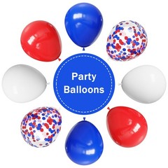 Red White and Blue Balloons, 67pcs 12 Inch Red White and Royal Blue Balloon 4t