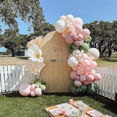 134pc Baby in Bloom Balloon Arch Kit Sage Green Pastel Pink Boho Baby Shower Dec