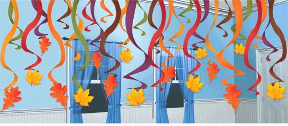 Fall Leaves 30 Pc Swirl Hanging Decorations Mega Value Pack