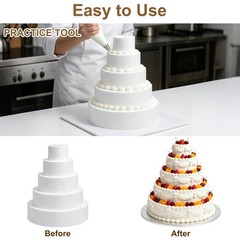 5 Tier Round Foam Cake Dummy 4/6/8/10/12 Inch Styrofoam Fake Wedding White