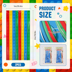 2Pack Building Block Foil Fringe Curtains,3.3X6.6Ft Building Block Theme Party D